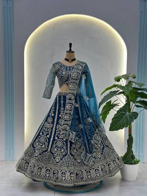 dark- blue heavy embroidered lehenga 2