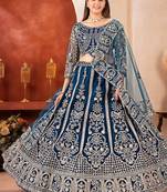Dark- Blue Heavy Embroidered Lehenga