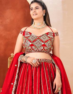 red embroidered lehenga 2