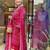 Women's viscose silk bandhani printed pink kurta pant set with chanderi dupatta