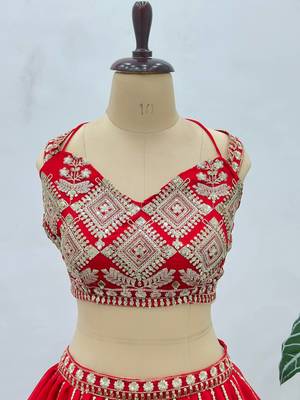 red embroidered lehenga 4