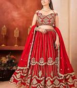 Red Embroidered Lehenga