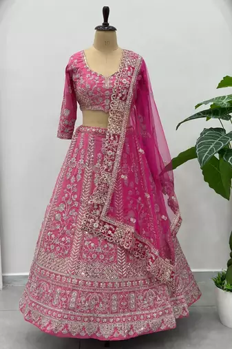 pink embroidered lehenga