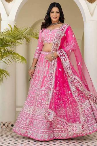 pink embroidered lehenga