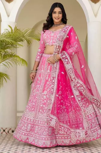 Pink Embroidered Lehenga