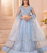sky-blue embroidered lehenga