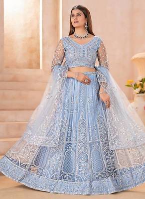 sky-blue embroidered lehenga 4