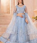 Sky-Blue Embroidered Lehenga