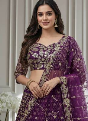 purple embroidered lehenga 2