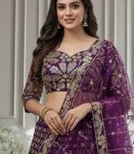 purple embroidered lehenga