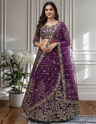 purple embroidered lehenga 1