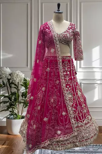pink designer bridal lehenga
