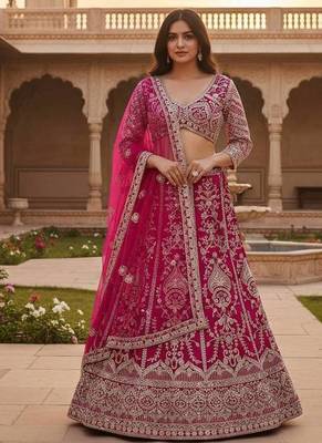 pink designer bridal lehenga 1
