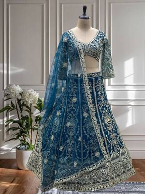 blue embroidered lehenga 2
