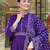 Women's muslin silk floral embroidered purple kurta pant set with chanderi dupatta