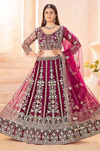 wine bridal lehenga