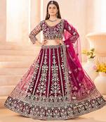 wine bridal lehenga