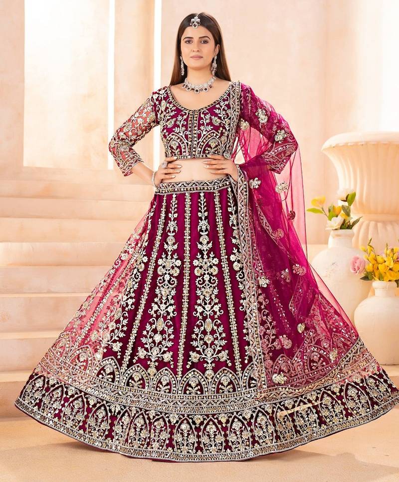 wine bridal lehenga