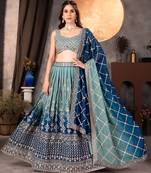Teal and Navy-blue  Designer Lehenga