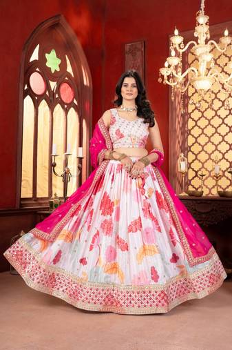 white &pink embroidered lehenga