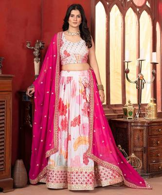 white &pink embroidered lehenga 4