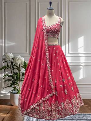 red embroidered lehenga 2