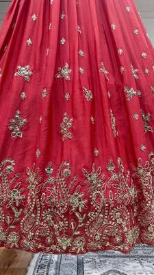 red embroidered lehenga 3