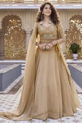 CHIKU Heavy Embroidery Moti & Sequin Work Pure Crunchy Lehenga Choli with Dupatta | Wedding & Festive Wear 3