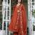 Women's rayon silk floral embroidered orange kurta pant set with chanderi dupatta