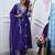 Women's chanderi silk embroidered royal blue kurta pant set with chanderi dupatta