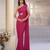 Magenta pink net pre draped saree set
