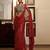 Red printed crepe pre draped saree set