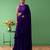 Purple net pre draped saree set
