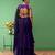 Purple net pre draped saree set