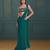 Emerald green crepe pre draped saree set