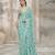 Mint green printed crepe pre draped saree set