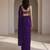 Purple crepe pre draped saree set
