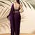 Purple embroidered georgette pre draped saree set