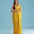 Yellow embroidered silk pre draped saree set