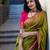 Green soft silk blend banarasi jacuard work designer saree with blouse