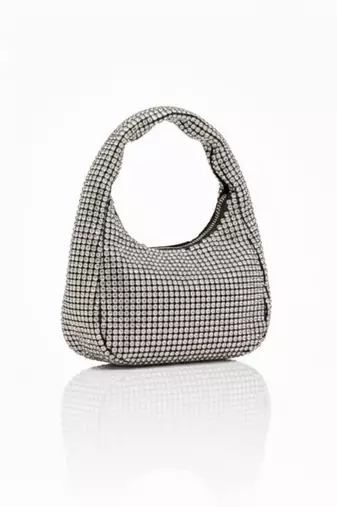 Midnight Crystal Shoulder Bag     Rhinestone Mini Hobo