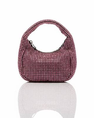 Pink Radiance Crystal Shoulder Bag     Rhinestone Mini Hobo 1