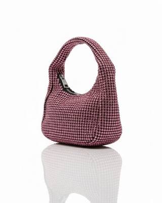 Pink Radiance Crystal Shoulder Bag     Rhinestone Mini Hobo 2