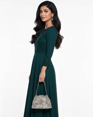 GlamBam Silver Crystal Handbag | Party Wear Statement Bag Waterproof Shoulder Bag 2