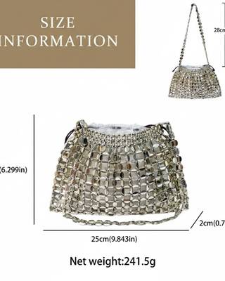GlamBam Silver Crystal Handbag | Party Wear Statement Bag Waterproof Shoulder Bag 4