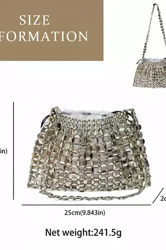 GlamBam Silver Crystal Handbag | Party Wear Statement Bag Waterproof Shoulder Bag