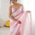 Baby pink fendy satin saree with zarkan diamond work & ultra satin blouse