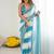 Blue fendy satin saree with zarkan diamond work & ultra satin blouse