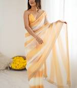 Yellowfendy satin saree with zarkan diamond work & ultra satin blouse