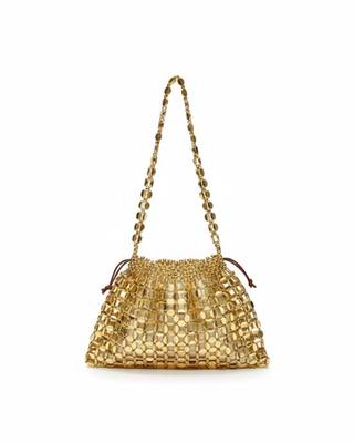 GlamBam Gold Crystal Handbag | Party Wear Statement Bag Waterproof Shoulder Bag 1